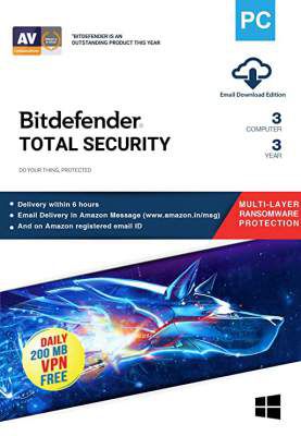 BitDefender 3 User, 3 Years Total Security (Windows) Latest Version with Ransomware Protection