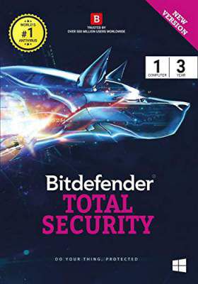 BitDefender Total Security Latest Version (Windows) - 1 User, 3 Years (Activation Key Card)
