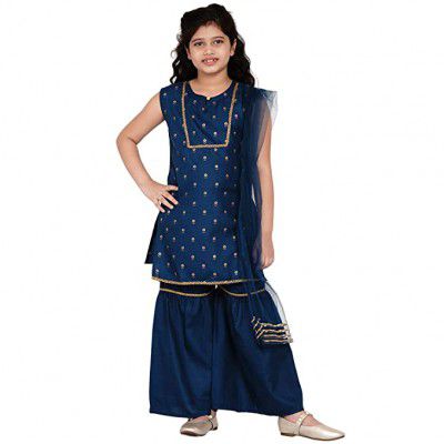 Bitiya By Bhama Girls Cotton Blend Kurta & Sharara