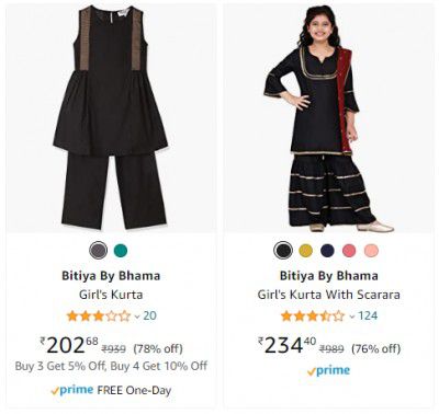 Bitiya By Bhama Girl's Kurta upto 80% off