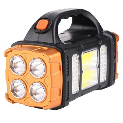 BK 10 IMPORT & EXPORT Multi Functional Waterproof Solar Lamp/Portable Handy Flashlight with USB Charging, Twin Bulb LED & COB for Farmer, Hunting, Camping, Outdoor & Everyday Task (ABS, 1500 mAh)