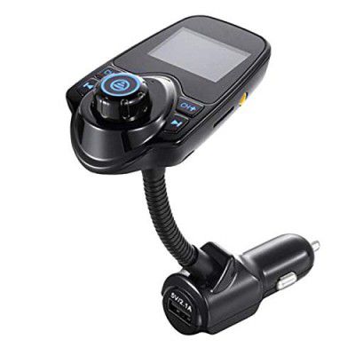 BKN® T10 Wireless Car Bluetooth FM Transmitter Automotive Handsfree Calling Car MP3 Adapter LCD Modulator Full Frequency Suitable for All Smart Phones AUX Cable/TF Card/U Disk