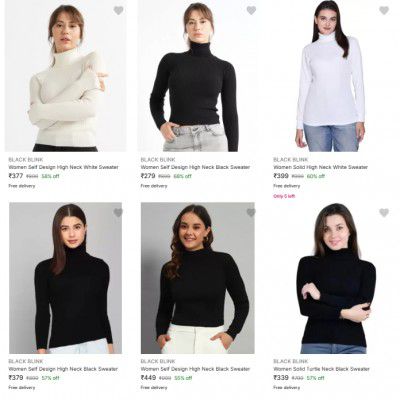 Black Blink Womens Sweaters Starting Rs.279