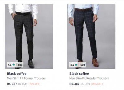 Black coffee Men's Formal Trousers at Minimum 70% off