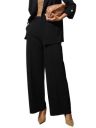 Black Front Dart Textured Palazzo Pants...