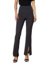 Black Front Slit 4-Way Stretch Slim Pants...
