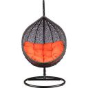 Black Oak Urban Oak Single Seater |Swing Chair with Stand & Cushion & Hook Outdoor Indoor| Living Room | Balcony | Garden | Patio | Home Improvement (Stand-Brown, Basket-Brown, Cushion-Orange)...