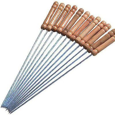 Black Olive Barbeque Stick Pack of 12- Strong Stainless Steel Tandoor Sticks 14.5 inches, Steel Coated Barbecue Skewers, Steel Sticks for Grill.