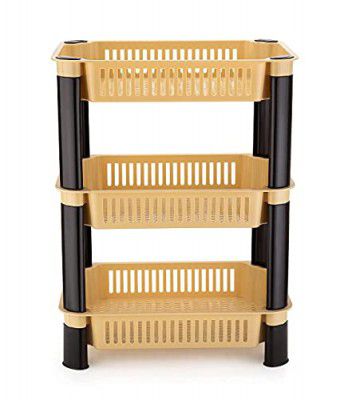 Black Olive Kitchen Storage Rack - Plastic Multi Layer Trolly Racks & Multipurpose Shelf Stand Space Saving Basket for Office Restaurant