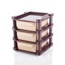 Black Olive Mini Desk Organizer Drawer - 3 Layer Multipurpose Plastic Modular Storage Organizer Box, Foldable Space Saver Rack (Brown)...