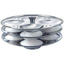 Black Olive Stainless Steel 3 Idli Plate-Round Stainless Steel Idli Thattu with Stand (3 Plates/ 12 Idlis)...
