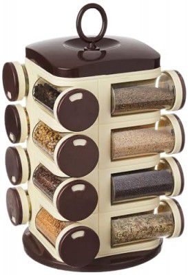 Black Olive Storewell Spice Rack - Multipurpose Spice Rack 360 Degree Plastic Revolving Stand Spice Jars containers