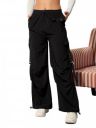Black Parachute Side Metal Buckle Detail Cargos...