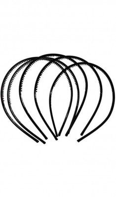 Black Plain Craft Plastic Hairbands Pack of 4 