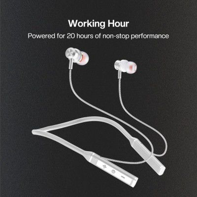 Black-R ENC Wireless Earphone Bluetooth Headphones in Ear Neckband with Upto 130 Hours Playback | R-006 (Gray)