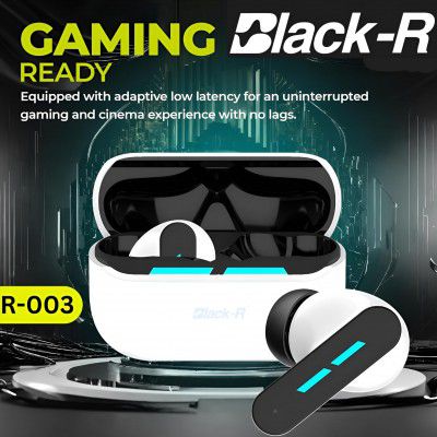 Black-R Stylish Light Wireless in Ear Earbuds TWS with Noise Cancellation