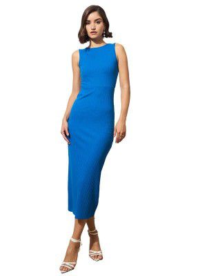 Black Rib Back Cut-Out Midi Dress
