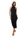 Black Rib Sleeveless Turtle Neck Midi Dress...