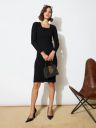 Black Rib Square Neck FS Midi Dress...
