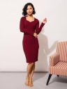 Black Rib Sweetheart Neck Knee Dress...