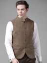Blackberrys Men Brown Woven Design Slim Fit Waistcoat...