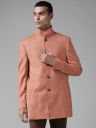 Blackberrys Men Rust Orange Slim Fit Single-Breasted Self Design Blazer...