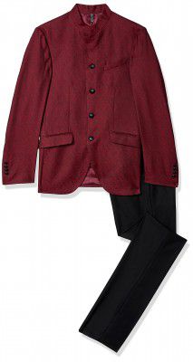 blackberrys Men's Polyester Blend Slim Fit Formal Suit Dress Set (NL-JQ-SANSA1# Maroon_DK. RED_Small)