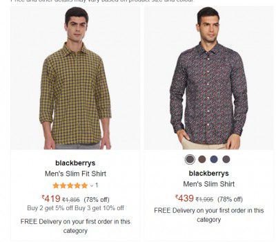 blackberrys Men's Shirt upto 80% off