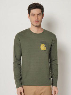 BlackberrysMen Green Slim Fit Cotton Pure Cotton T-shirt