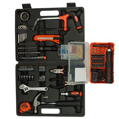 BLACK+DECKER BMT108C Hand Tool Kit (108-Pieces) With BLACK+DECKER BD40K27 Cordless Screwdriver