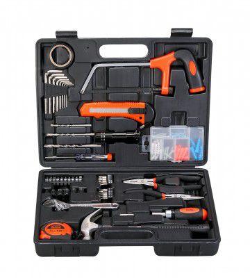 BLACK+DECKER BMT108C Hand Tool Kit for Home & DIY Use (108-Piece) - Includes Screwdriver, Wrench, Ratchet, Utility Knife, Saw, Claw Hammer, Measuring Tape and Plier, 6 Month Warranty, ORANGE & BLACK