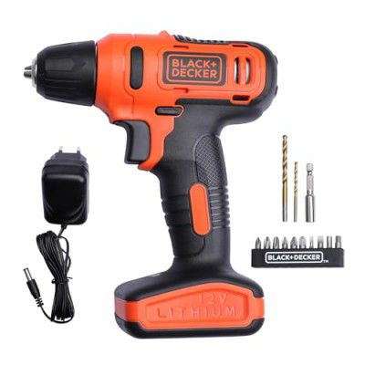BLACK+DECKER LD12SP 12V 10mm Li-ion Cordless Variable Speed Reversible Drill Machine Driver with 10 Screwdriver & 2 Drill Machine Bits