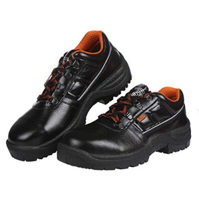 Black+Decker Single Density Black Lace Up Leather Safety Shoe