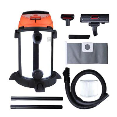 BLACK+DECKER WDBDS30 High Suction Wet & Dry Stainless Steel Vacuum Cleaner, 30-Litre 1600 Watt 16 KPa