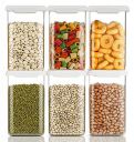 BLACKVILLA Plastic Airtight storage Jar Container Set For modular Kitchen-Set Of 6 ,1100ml Made In India (white 1100ml)...