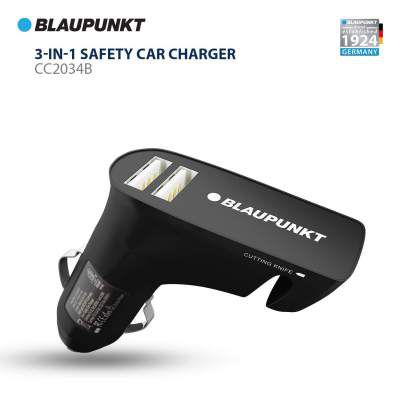 Blaupunkt 3-in-1 Safety USB Car Charger Black