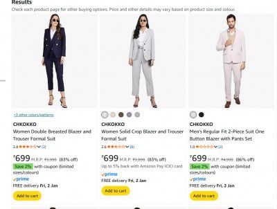 Blazer & suit set @ 599 | By CHKOKKO