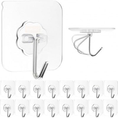 Blenka Essence PVC Wall Hooks for Bathroom Accessories Without Drill, Pack of 30 Transparent | Screw Adhesive Non-Trace No Drilling