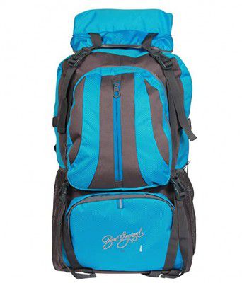 Bleu Polyester Rucksack Bags With Laptop Compartment 