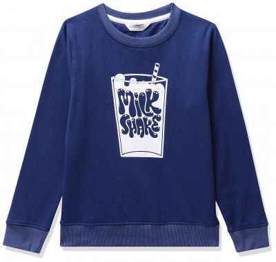 Blink Street Girl's Cotton Crew Neck Sweatshirt (BS-1462-21_Navy Blue_3 4 Years)