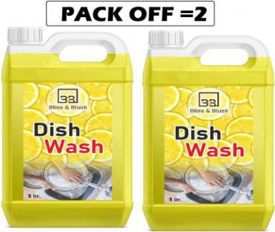 BLISS & BLUSH 10 LTR dish wash Liquid Detergent with Lemon foroil off Kitchen Cleaner Dish Cleaning Gel  (lemon, 2 x 5 L)
