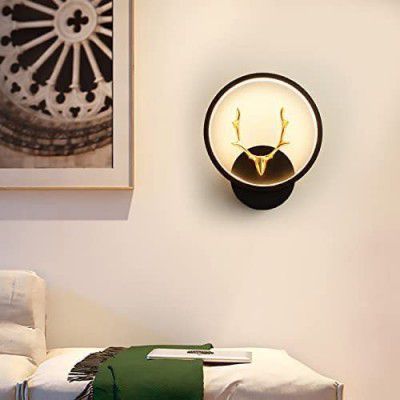 blissbells LED Stag Round Black Wall Lamp Light- Warm White