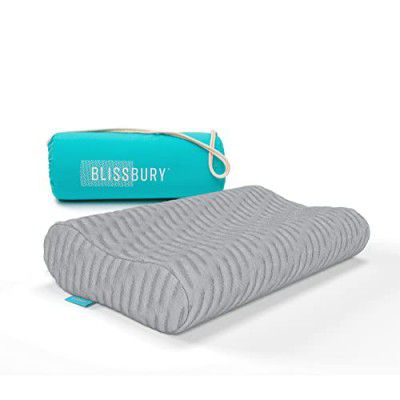 BLISSBURY Contour Pillow, Sandwich Memory Foam Contour Pillow | Curved Pillow for Neck Pain, Neck Support for Back, Stomach, Side Sleepers - Includes a Bamboo Case & Hypoallergenic Charcoal Foam