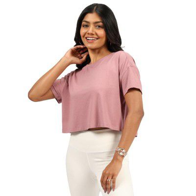 BlissClub Women's Cotton Solid Regular Fit Tshirt