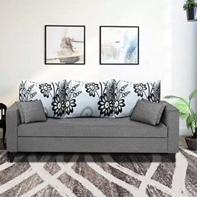 Blisscraft Amesty 3 Seater Fabric Sofa Set (Dark Grey)
