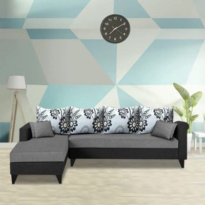 Blisscraft Amesty 5 Seater Fabric LHS L Shape Sofa Set (Dark Grey)