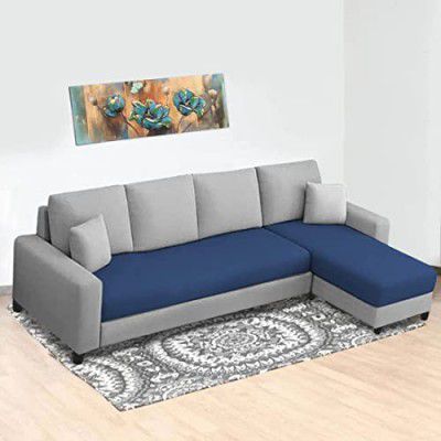 Blisscraft Rollins 5 Seater Fabric RHS L Shape Sofa Set (Blue-Grey)