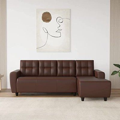Blisscraft Walvia 5 Seater Leatherette RHS L Shape Sofa Set (Brown)