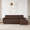 Blisscraft Walvia 5 Seater Leatherette RHS L Shape Sofa Set (Brown)...