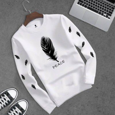 BLIVE  Men Graphic Print Round Neck White T-Shirt